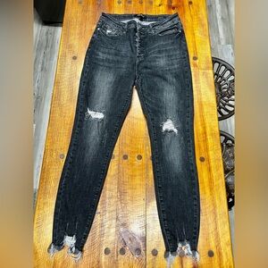 Judy Blue Distressed Charcoal Skinny Jeans